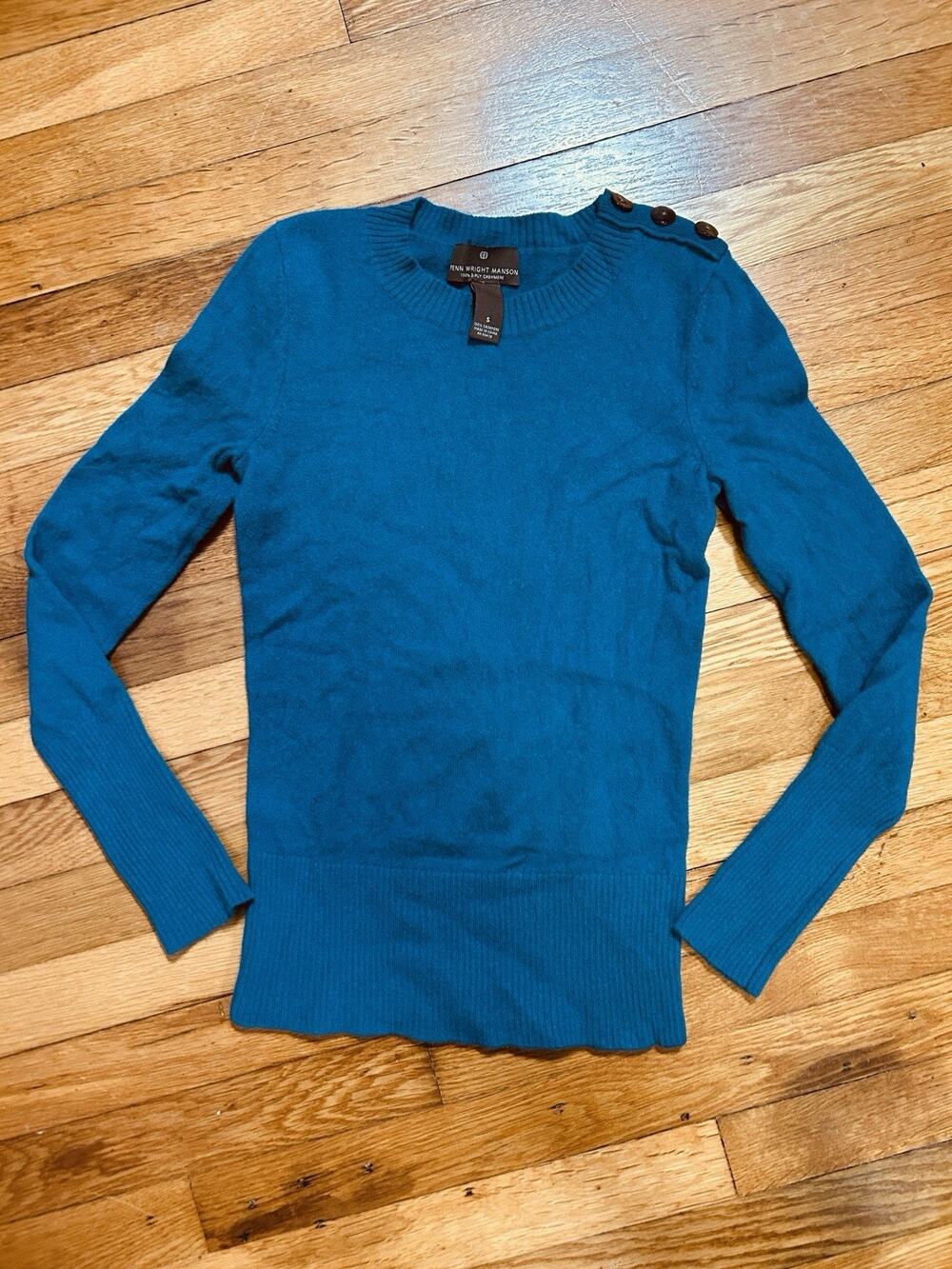 Fenn Wright Manson Women Size Small - 100% 2-Ply Cashmere Sweater teal Blue